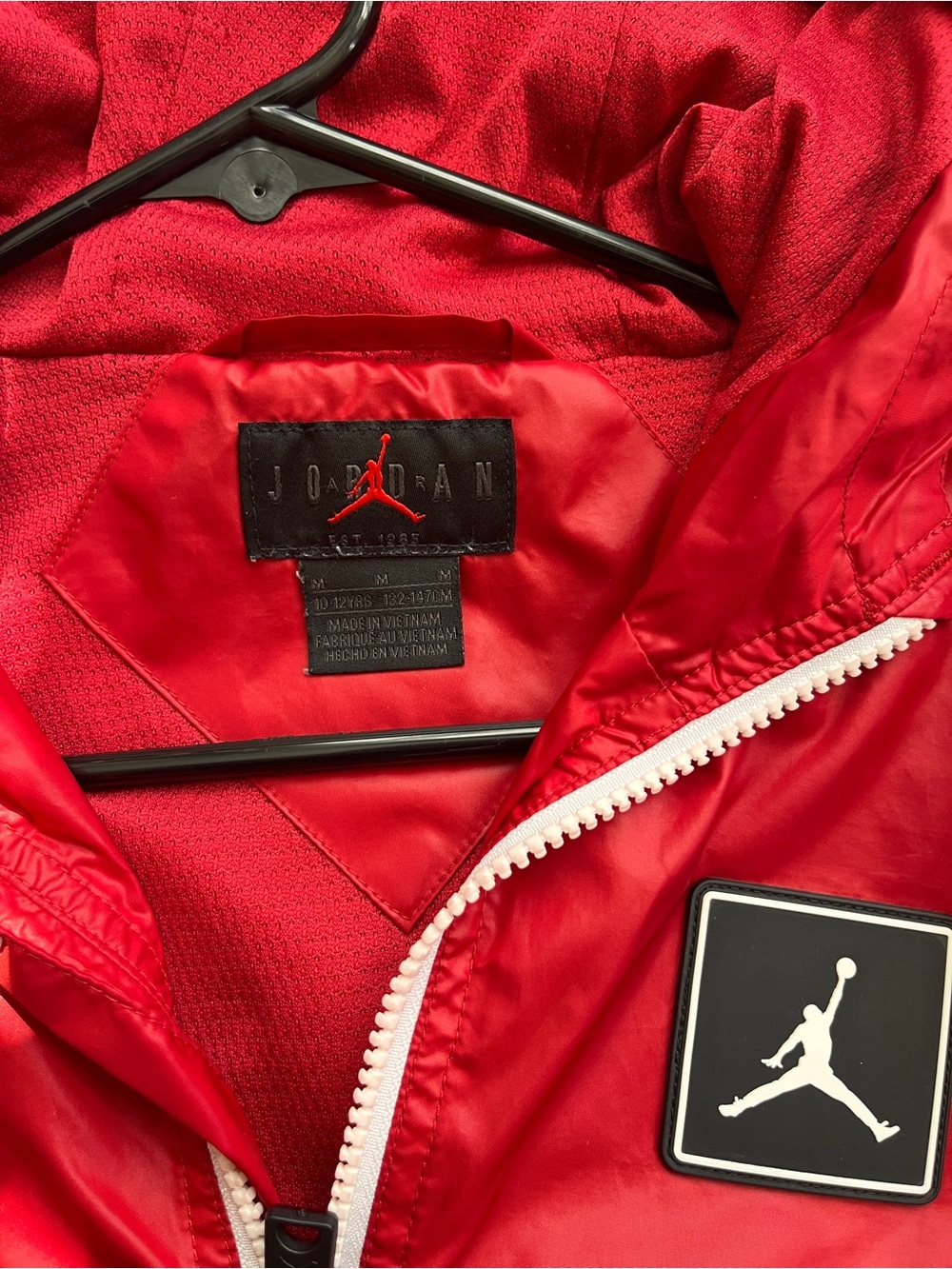 Jordan Red Kid’s Windbreaker with White Zip